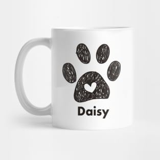 Daisy name made of hand drawn paw prints Mug